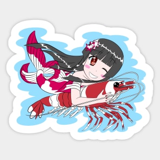 Goldfish Mermaid with Red Crystal Shrimp Sticker